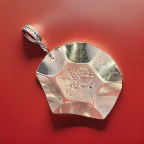 Vintage Nasco Aluminum Candy Dish Made in Italy Rose Design Beveled Edges - Picture 1 of 8